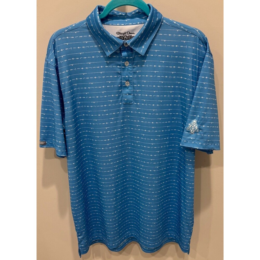 Edgewood Valley Country Club Straight Down Golf Shirt Men's Large Fishing Print